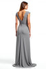 Load image into Gallery viewer, Sliver Chiffon V-Neck Long Ruched Mother of the Bride Dress