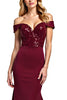 Load image into Gallery viewer, Burgundy Mermaid Off the Shoulder Long Mother of the Bride Dress with Sequins