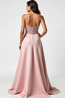 Load image into Gallery viewer, Spaghetti Straps Dusty Rose A Line Long Prom Dress