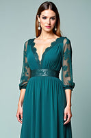 Load image into Gallery viewer, Peacock Sheath Embroideried Long Mother of the Bride Dress with Long Sleeves