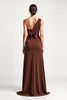 Load image into Gallery viewer, Brown Sheath Satin One Shoulder Long Prom Dress with Bow