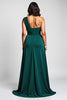 Load image into Gallery viewer, Dark Green A Line One Shoulder Backless Long Mother of the Bride Dress