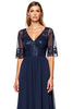 Load image into Gallery viewer, Navy A Line V-Neck Long Backless Mother of the Bride Dress with Sequins