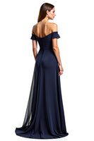 Load image into Gallery viewer, Navy A Line Sweetheart Long Chiffon Mother of the Bride Dress