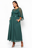 Load image into Gallery viewer, Dark Green A Line Chiffon Maxi Mother of the Bride Dress with Sequins