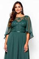 Load image into Gallery viewer, Dark Green A Line Chiffon Maxi Mother of the Bride Dress with Sequins