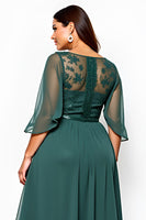 Load image into Gallery viewer, Dark Green A Line Chiffon Maxi Mother of the Bride Dress with Sequins