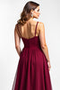 Load image into Gallery viewer, Burgundy Spaghetti Straps Chiffon Long Bridesmaid Dress