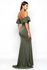 Load image into Gallery viewer, Olive Off the Shoulder Sheath Long Bridesmaid Dress with Slit