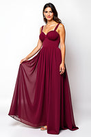 Load image into Gallery viewer, Burgundy Sweetheart Chiffon Long Bridesmaid Dress