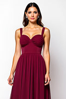 Load image into Gallery viewer, Burgundy Sweetheart Chiffon Long Bridesmaid Dress