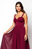 Load image into Gallery viewer, Burgundy Sweetheart Chiffon Long Bridesmaid Dress