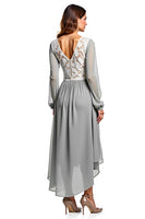 Load image into Gallery viewer, Chiffon Silver Ivory High-Low Bridesmaid Dress