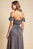 Load image into Gallery viewer, Steel Grey Chiffon A Line Backless Long Bridesmaid Dress