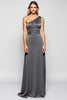 Load image into Gallery viewer, One Shoulder Steel Grey Sheath Long Bridesmaid Dress