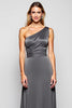 Load image into Gallery viewer, One Shoulder Steel Grey Sheath Long Bridesmaid Dress