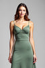 Load image into Gallery viewer, Eucalyptus Spaghetti Straps Satin Long Bridesmaid Dress