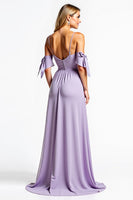 Load image into Gallery viewer, A Line Lilac V-Neck Long Bridesmaid Dress with Pockets