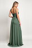 Load image into Gallery viewer, Chiffon Eucalyptus A Line Long Bridesmaid Dress with Slit
