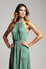 Load image into Gallery viewer, Eucalyptus A Line Halter Long Bridesmaid Dress