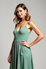 Load image into Gallery viewer, Deep V-Neck Eucalyptus Chiffon Long Bridesmaid Dress