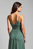 Load image into Gallery viewer, Spaghetti Straps Chiffon Eucalyptus Long Bridesmaid Dress