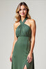 Load image into Gallery viewer, Chiffon Eucalyptus Crossed Straps Long Bridesmaid Dress
