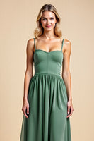 Load image into Gallery viewer, A Line Chiffon Eucalyptus Long Bridesmaid Dress