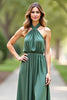 Load image into Gallery viewer, Halter Eucalyptus Chiffon Long Bridesmaid Dress