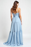 Load image into Gallery viewer, Sweetheart Sky Blue Chiffon Long Bridesmaid Dress