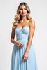Load image into Gallery viewer, Strapless Sky Blue Long A Line Bridesmaid Dress