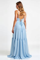 Load image into Gallery viewer, Sky Blue Sweetheart Long Chiffon Bridesmaid Dress