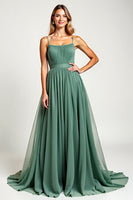 Load image into Gallery viewer, Eucalyptus Square Neck Chiffon Long Bridesmaid Dress