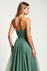 Load image into Gallery viewer, Eucalyptus Square Neck Chiffon Long Bridesmaid Dress