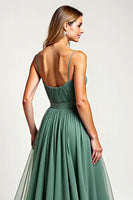 Load image into Gallery viewer, Eucalyptus Square Neck Chiffon Long Bridesmaid Dress