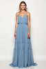 Load image into Gallery viewer, Dusty Blue Chiffon Backless Long Bridesmaid Dress