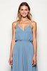 Load image into Gallery viewer, Dusty Blue Chiffon Backless Long Bridesmaid Dress