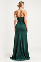 Load image into Gallery viewer, Pine Sheath V-Neck Long Bridesmaid Dress with Slit