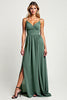 Load image into Gallery viewer, A Line Eucalyptus Chiffon Long Bridesmaid Dress with Slit