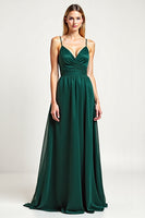 Load image into Gallery viewer, Pine Chiffon V-Neck Long Bridesmaid Dress