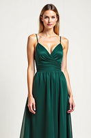 Load image into Gallery viewer, Pine Chiffon V-Neck Long Bridesmaid Dress