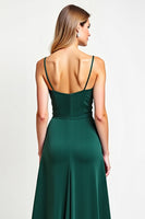 Load image into Gallery viewer, Spaghetti Straps Pine Backless Long Bridesmaid Dress