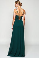 Load image into Gallery viewer, Pine A Line Long Chiffon Bridesmaid Dress with Slit