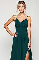 Load image into Gallery viewer, Pine A Line Long Chiffon Bridesmaid Dress with Slit
