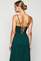 Load image into Gallery viewer, Pine A Line Long Chiffon Bridesmaid Dress with Slit