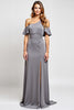 Load image into Gallery viewer, Grey One Shoulder Sheath Long Bridesmaid Dress with Slit
