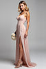 Load image into Gallery viewer, Dusty Rose Chiffon Backless Long Bridesmaid Dress with Slit