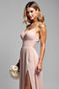 Load image into Gallery viewer, Dusty Rose Chiffon Backless Long Bridesmaid Dress with Slit