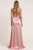 Load image into Gallery viewer, Blush Pink Sheath Satin Long Bridesmaid Dress with Slit