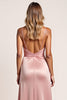 Load image into Gallery viewer, Blush Pink Sheath Satin Long Bridesmaid Dress with Slit